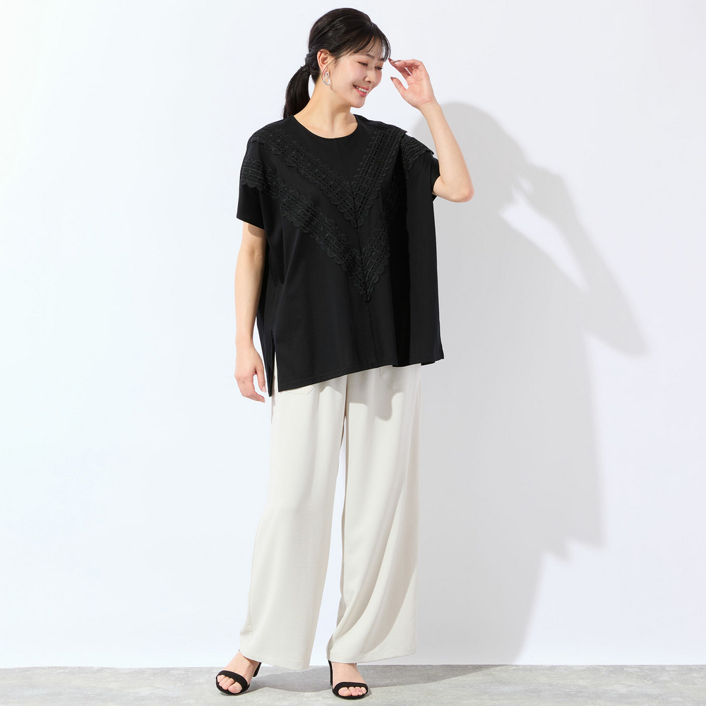 【洗える・3Lサイズあり】レースつきワイドプルオーバー10