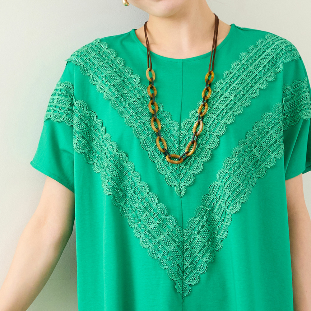 【洗える・3Lサイズあり】レースつきワイドプルオーバー13