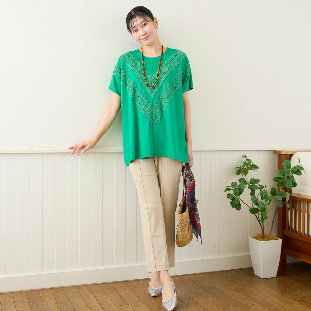 【洗える・3Lサイズあり】レースつきワイドプルオーバー14