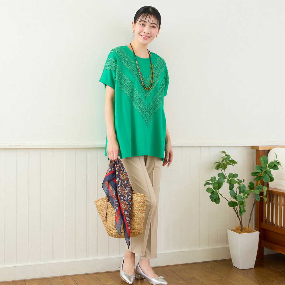 【洗える・3Lサイズあり】レースつきワイドプルオーバー15