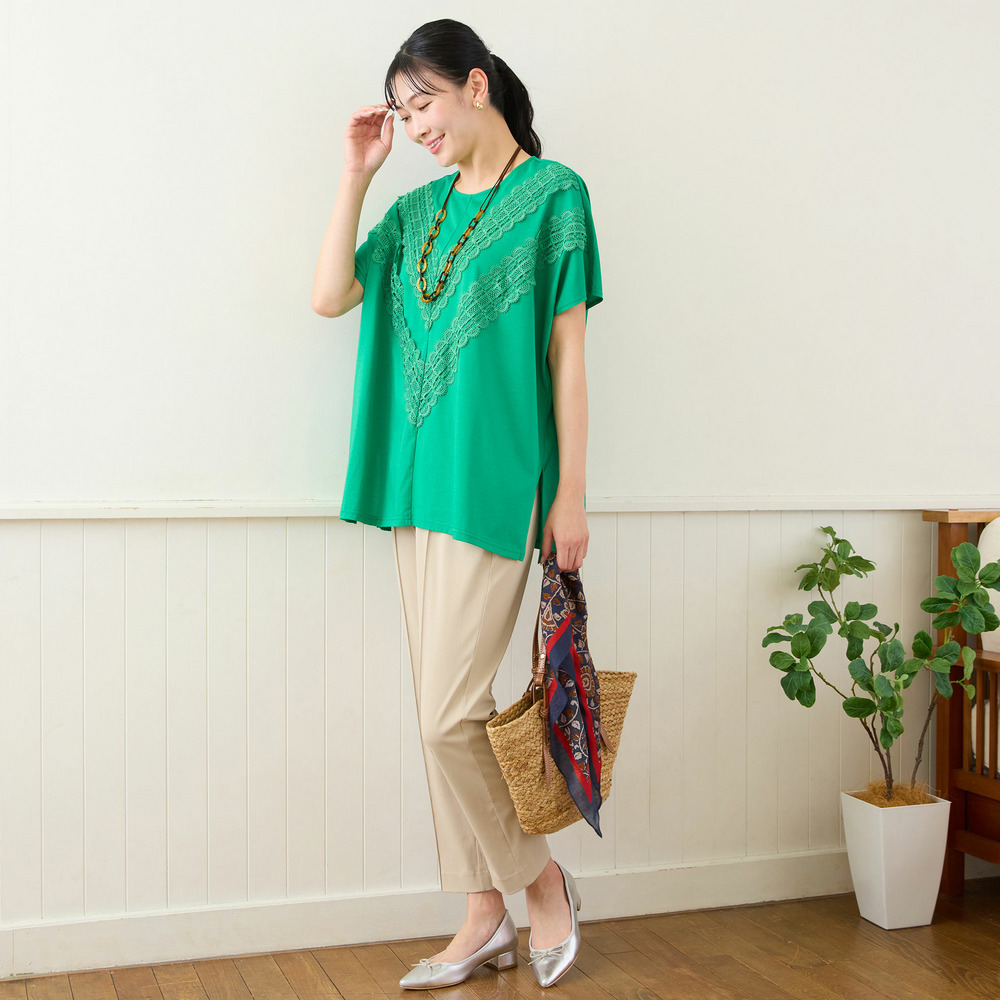 【洗える・3Lサイズあり】レースつきワイドプルオーバー16