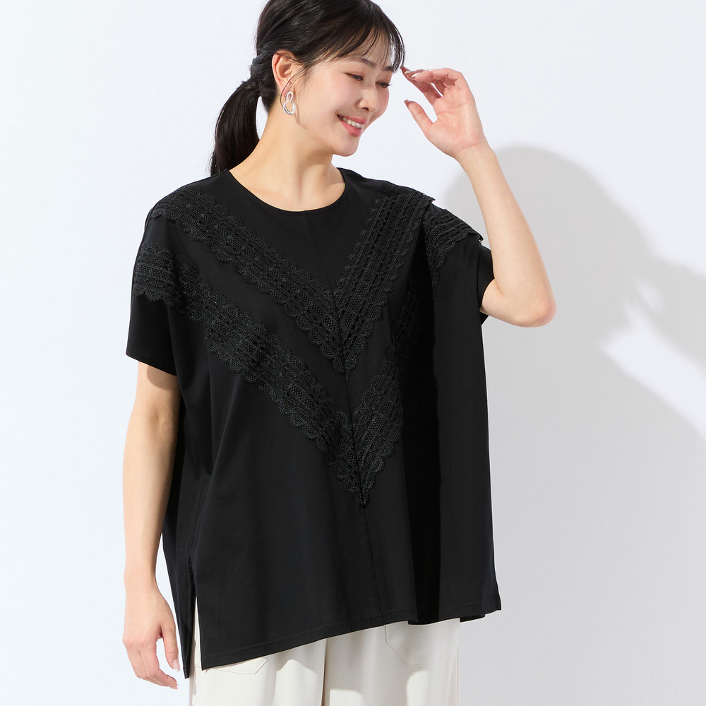 【洗える・3Lサイズあり】レースつきワイドプルオーバー1