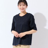 【洗える・日本製・L～4Lサイズ】コットンジャカードカットソー