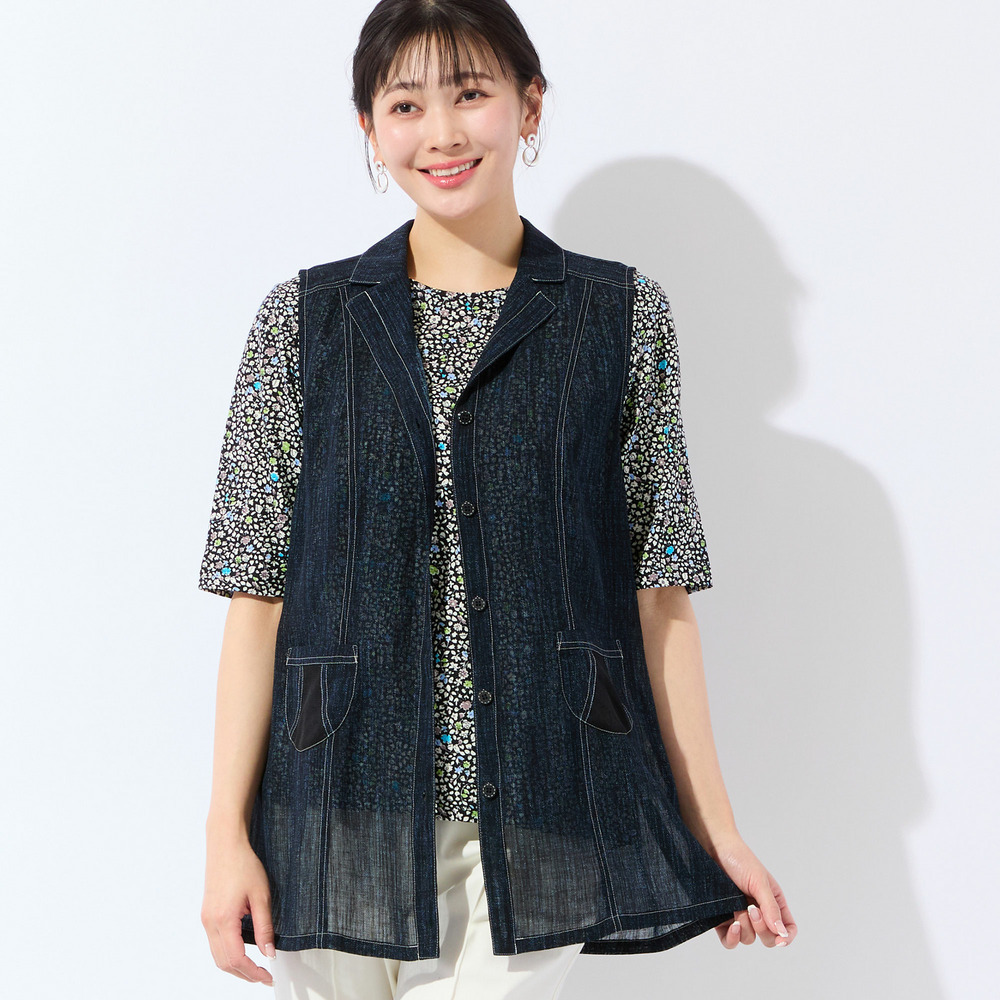 【洗える・接触冷感・L～4Lサイズ】カラミ テーラードジレ