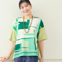 【洗える・日本製・3Lサイズあり】幾何柄プルオーバー