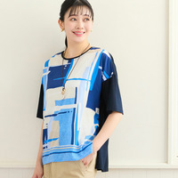 【洗える・日本製・3Lサイズあり】幾何柄プルオーバー