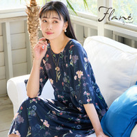 【洗える・WEB限定カラー・M～3Lサイズ】ボタニカルフラワーワンピース