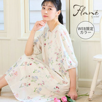 【洗える・WEB限定カラー・M～3Lサイズ】ボタニカルフラワーワンピース