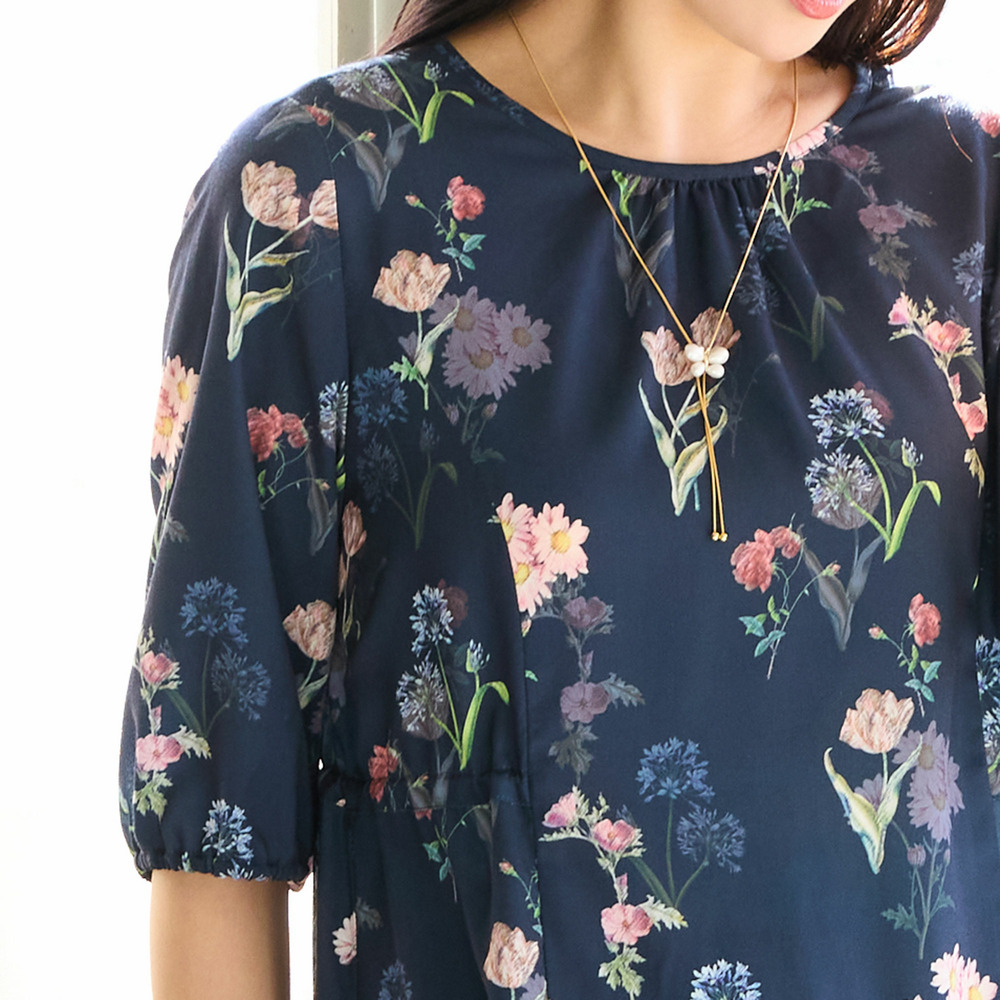 【洗える・WEB限定カラー・M~3Lサイズ】ボタニカルフラワーワンピース11