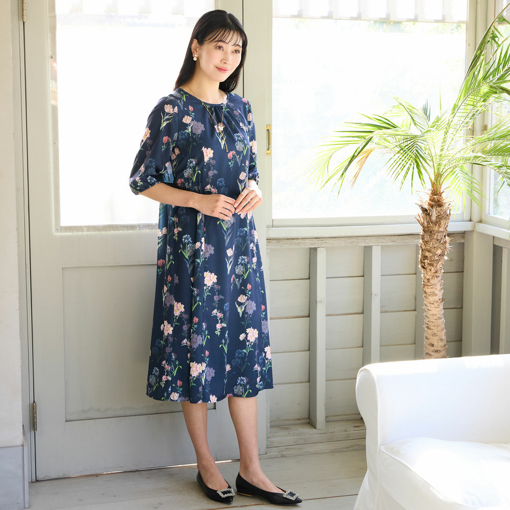 【洗える・WEB限定カラー・M~3Lサイズ】ボタニカルフラワーワンピース15
