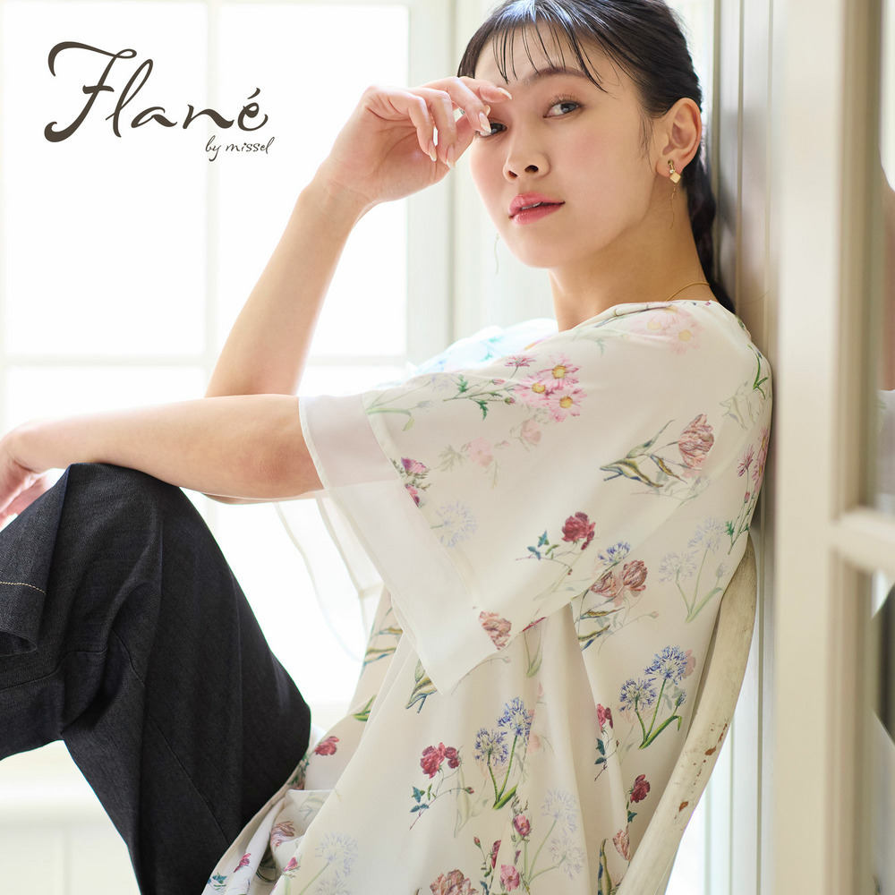 【洗える】ボタニカルフラワーブラウス