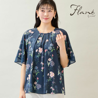 【洗える】ボタニカルフラワーブラウス