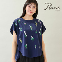 【洗える・3Lサイズあり】フラワー刺繍ワイドプルオーバー