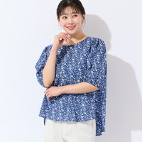 【リバティプリント・洗える・L～4Lサイズ】小花柄コットンブラウス