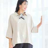 【洗える・接触冷感・セットアップ可・3Lサイズあり】スキッパーブラウス