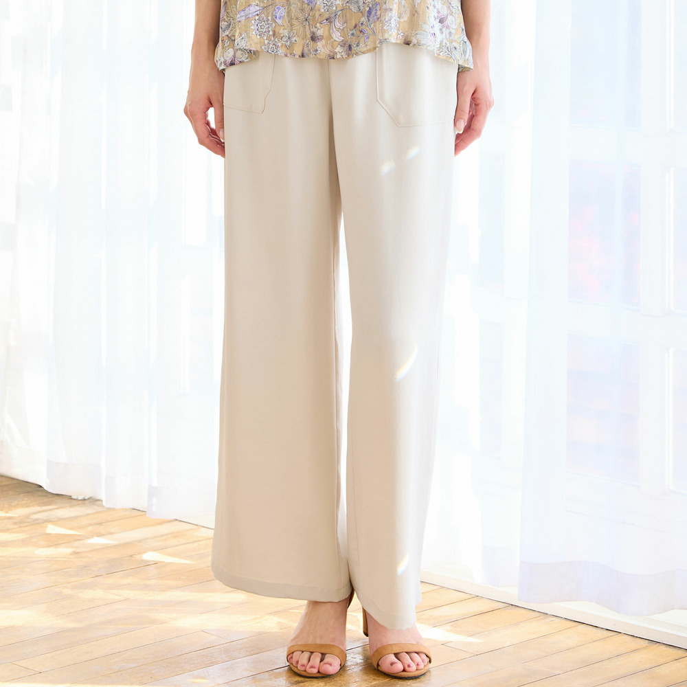 【洗える・接触冷感・セットアップ可・L～4Lサイズ】イージーワイドパンツ