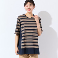 【洗える・L～4Lサイズ】コットンボーダーチュニック