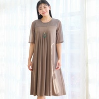 【洗える・体型カバー・L～4Lサイズ】シアースリーブワンピース