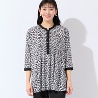 【洗える・人気デザイン・L～4Lサイズ】幾何柄ピンタックカットソー