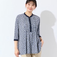 【洗える・人気デザイン・L～4Lサイズ】幾何柄ピンタックカットソー