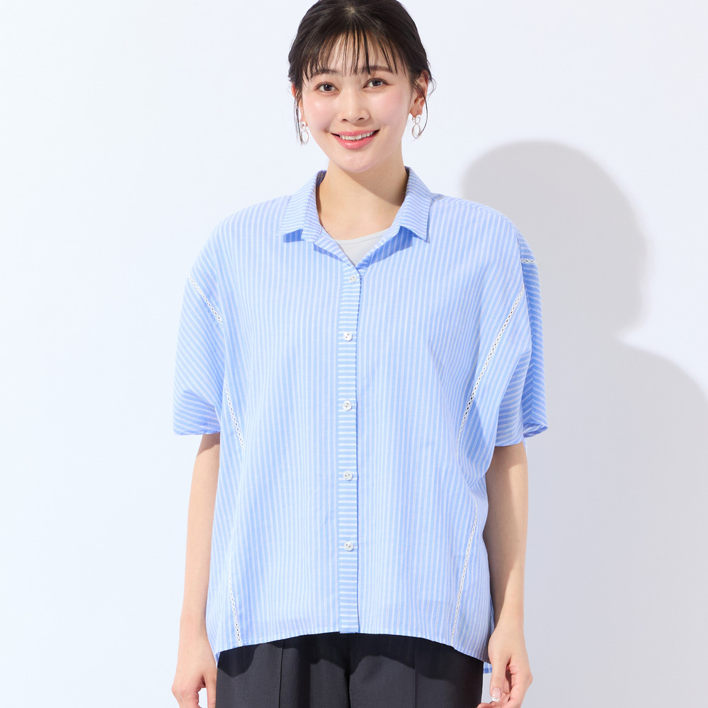 【洗える・3Lサイズあり】ストライプワイドシャツ7