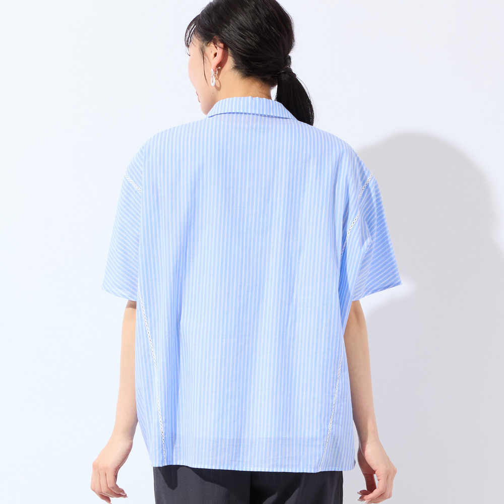 【洗える・3Lサイズあり】ストライプワイドシャツ8