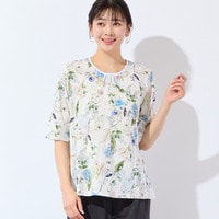 【洗える・日本製・綿100%・L~4Lサイズ】アートフラワーTシャツ