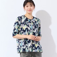 【洗える・日本製・綿100%・L～4Lサイズ】アートフラワーTシャツ