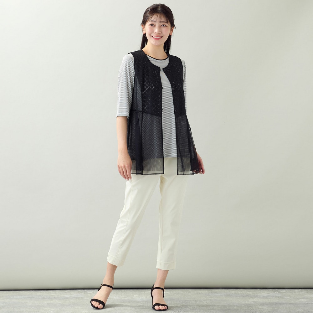 【洗える・アンサンブル可・L~4Lサイズ】サークルレース×チュールジレ7