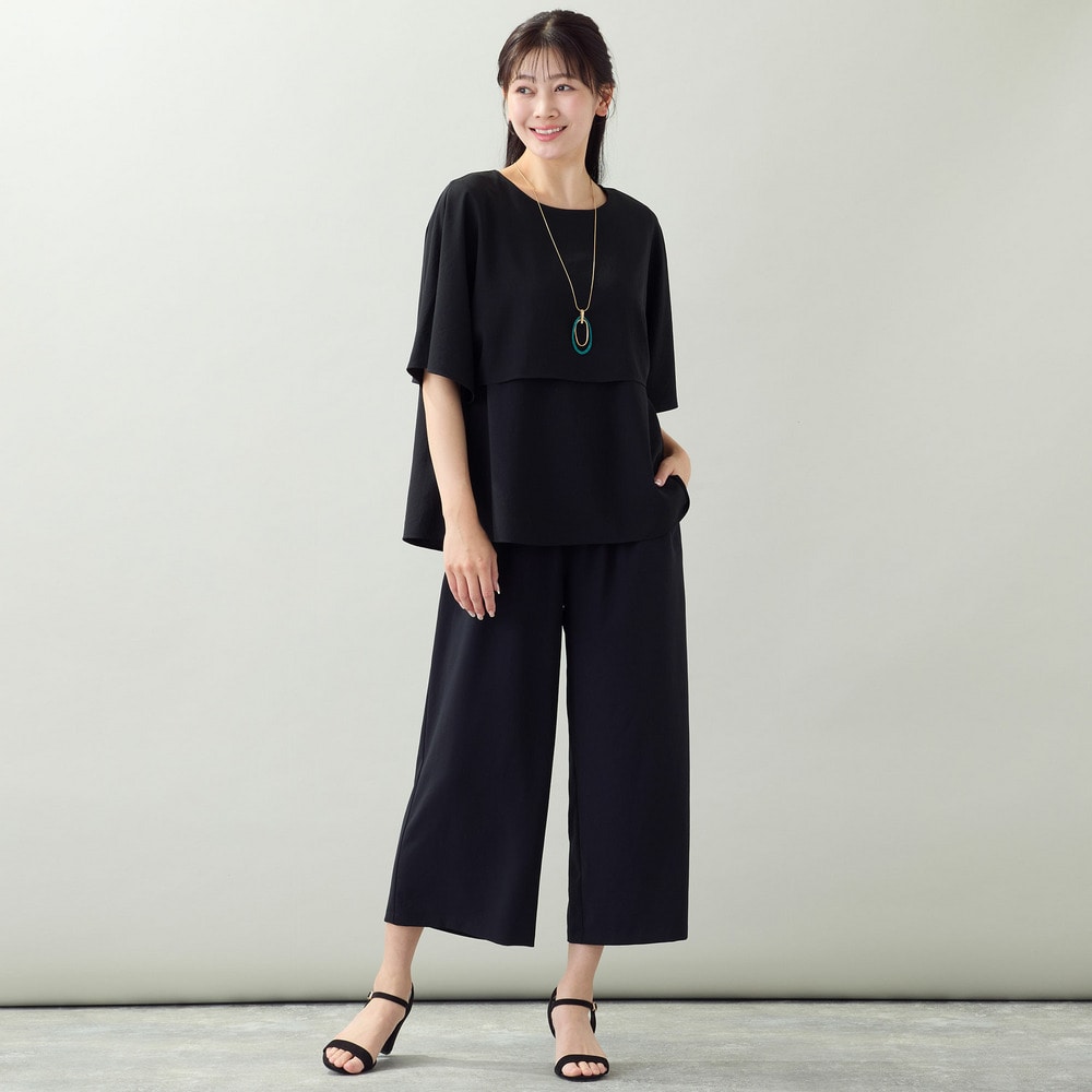 【洗える・ストレッチ・セットアップ可・L~4Lサイズ】ワイドクロップドパンツ11
