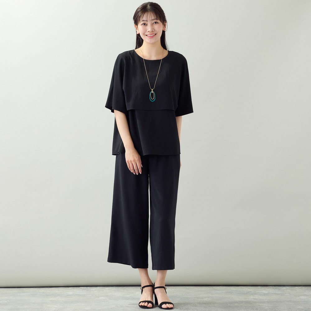【洗える・ストレッチ・セットアップ可・L~4Lサイズ】ワイドクロップドパンツ12