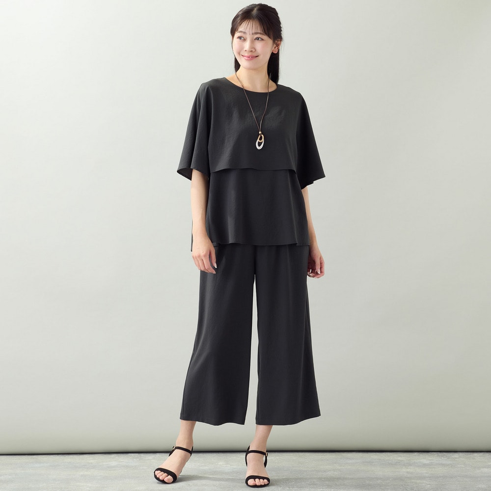 【洗える・ストレッチ・セットアップ可・L~4Lサイズ】ワイドクロップドパンツ3