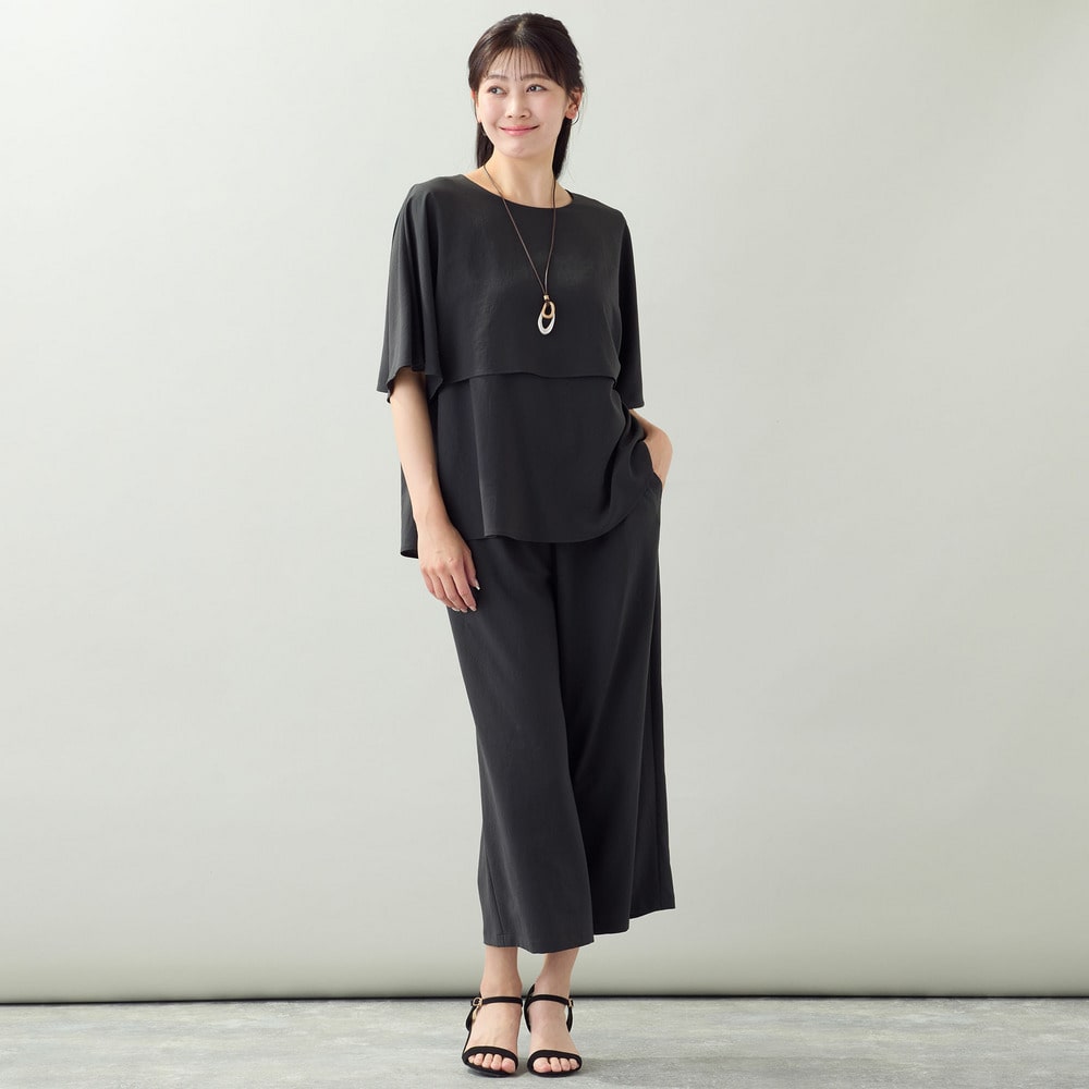 【洗える・ストレッチ・セットアップ可・L~4Lサイズ】ワイドクロップドパンツ5