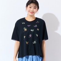 【洗える・日本製・L～4Lサイズ】フルーツ刺繍Tシャツ