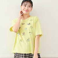 【洗える・日本製・L～4Lサイズ】フルーツ刺繍Tシャツ