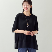 【限定カラーあり・洗える・日本製・L～4Lサイズ】ヘムシフォンAラインTシャツ