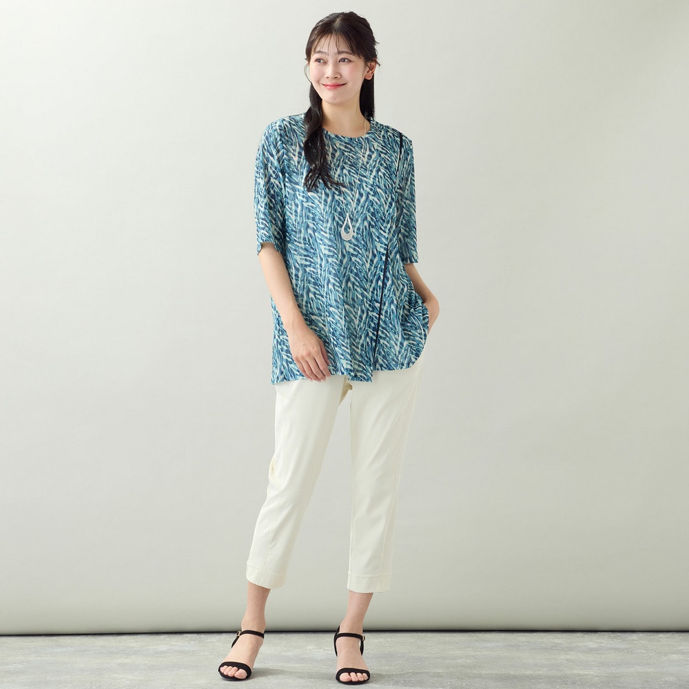 【洗える・L~4Lサイズ】ゼブラ柄アシンメトリーTシャツ12