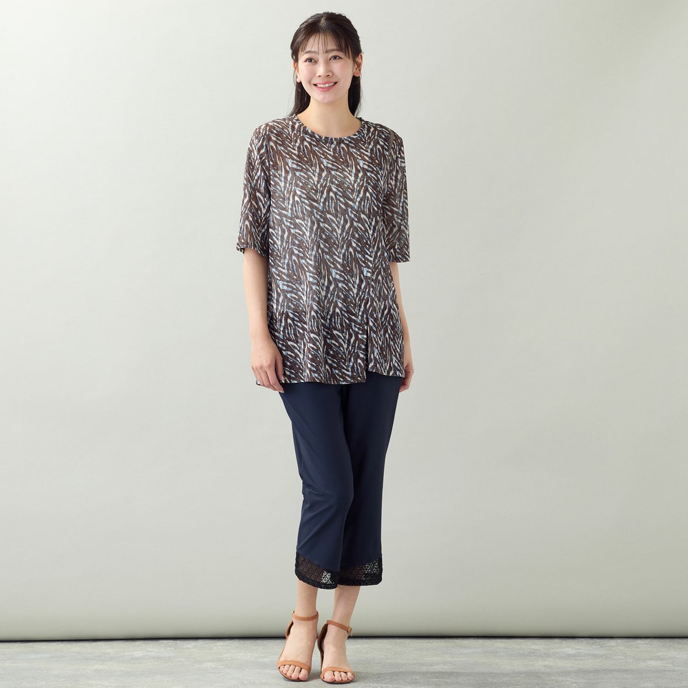【洗える・L~4Lサイズ】ゼブラ柄アシンメトリーTシャツ6