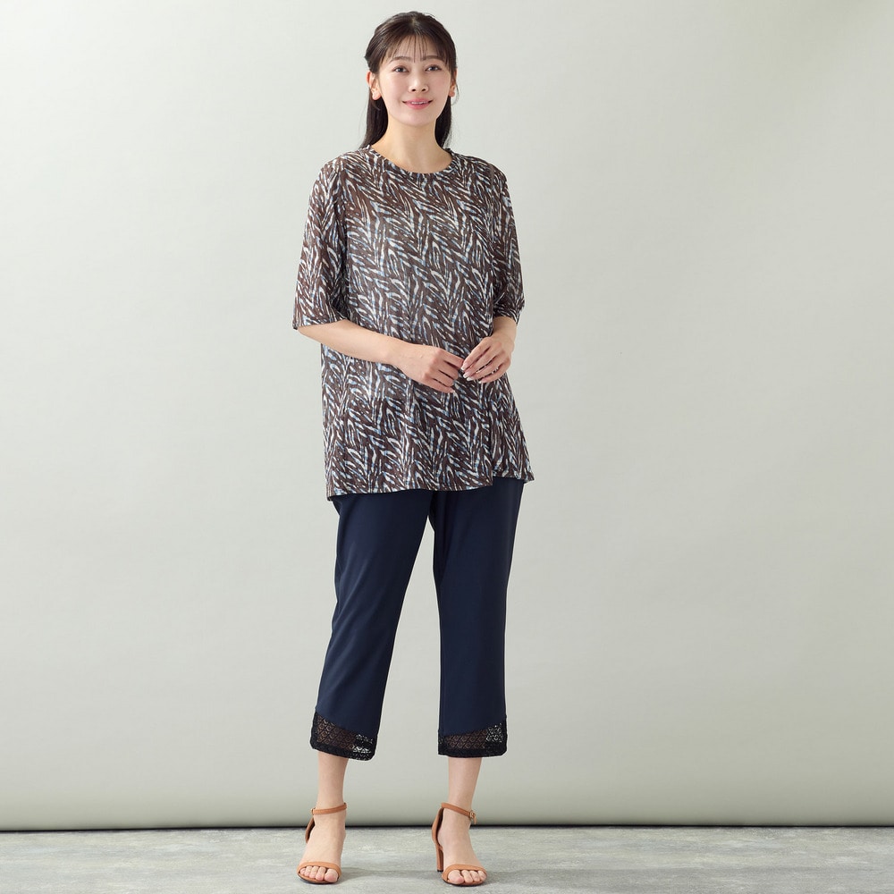 【洗える・L~4Lサイズ】ゼブラ柄アシンメトリーTシャツ7