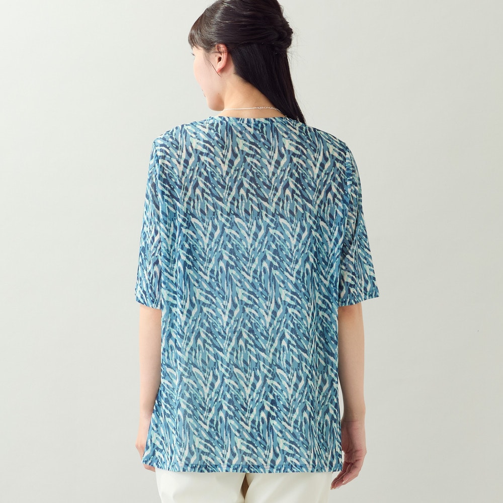 【洗える・L~4Lサイズ】ゼブラ柄アシンメトリーTシャツ8
