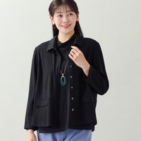 【洗える・アンサンブル可・L～4Lサイズ】ベア天×針抜きカーディガン