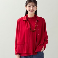 【洗える・アンサンブル可・L～4Lサイズ】ベア天×針抜きカーディガン