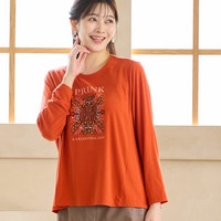 【洗える・吸湿発熱素材・日本製・3Lサイズあり】PRINK刺繍カットソー