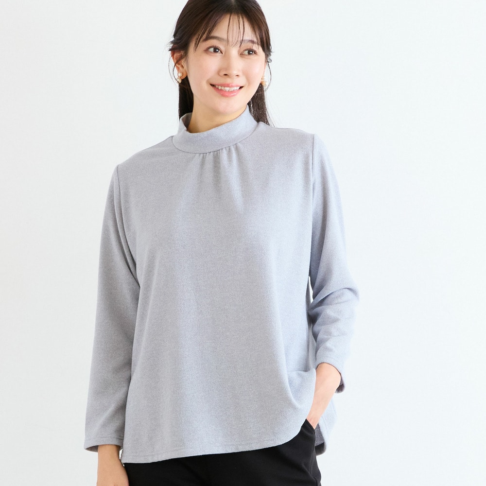 【洗える・アンサンブル可・日本製・L〜4Lサイズ】スタンドカラーカットソー