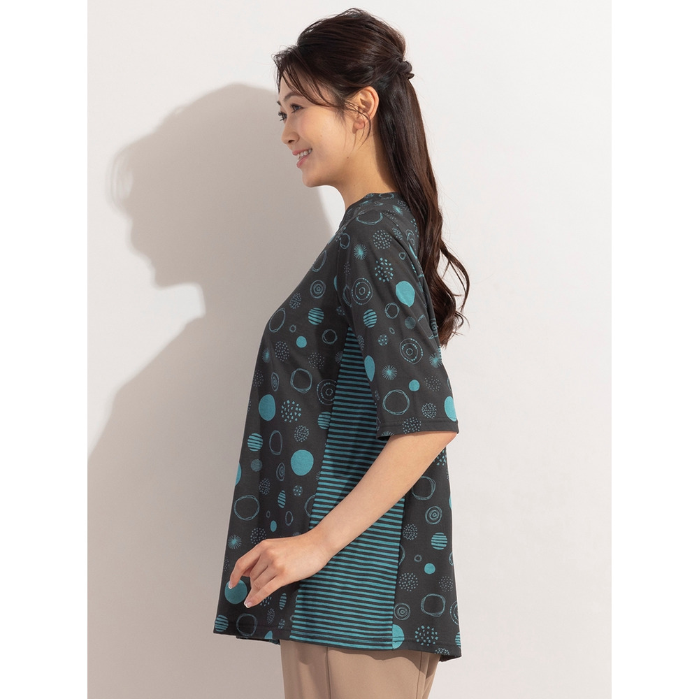 ドット×ボーダー・コットンTシャツ / 大きいサイズ ミゼール10