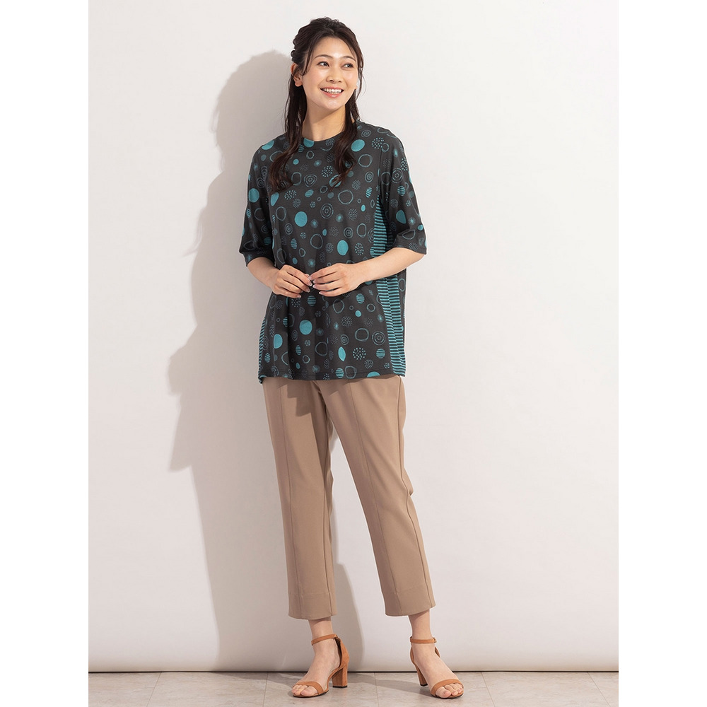 ドット×ボーダー・コットンTシャツ / 大きいサイズ ミゼール15