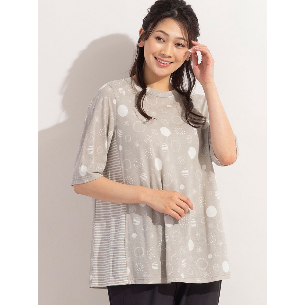 ドット×ボーダー・コットンTシャツ / 大きいサイズ ミゼール3