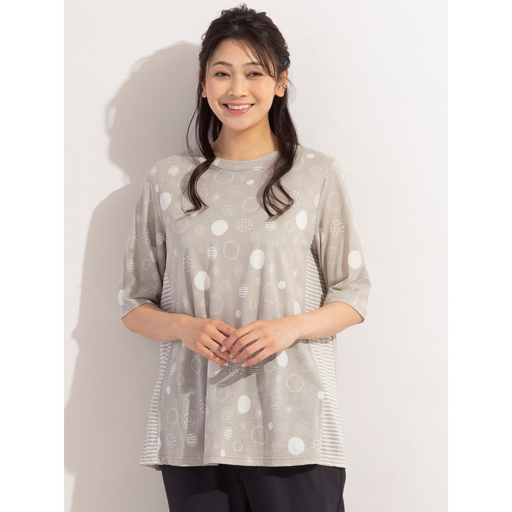 ドット×ボーダー・コットンTシャツ / 大きいサイズ ミゼール1