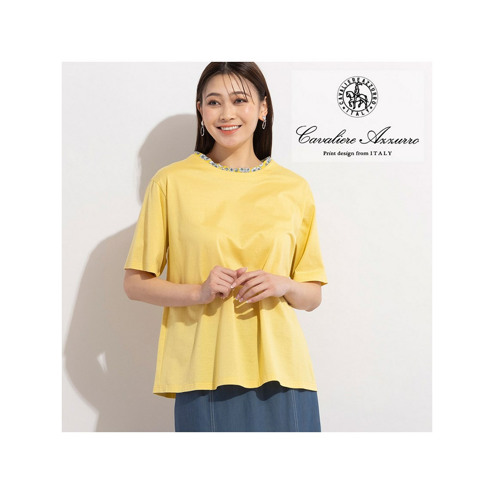 〔Cavaliere Assurro〕ブーケプリント×コットンTシャツ イエロー 1