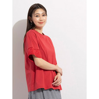 刺繍スリーブコットンＴシャツ